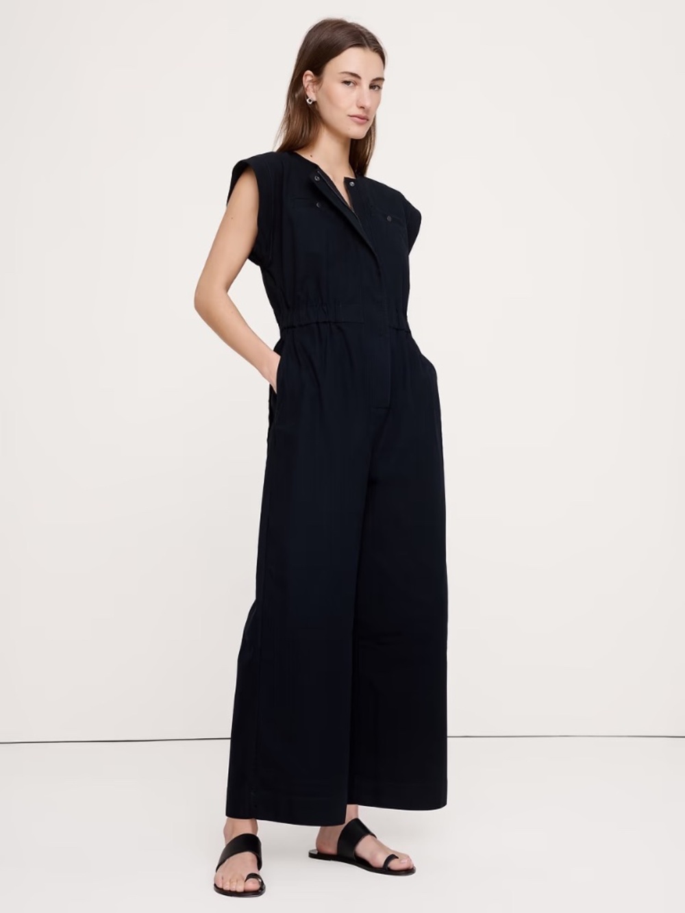 Banana Republic Cotton Canvas Utility Jumpsuit // Black